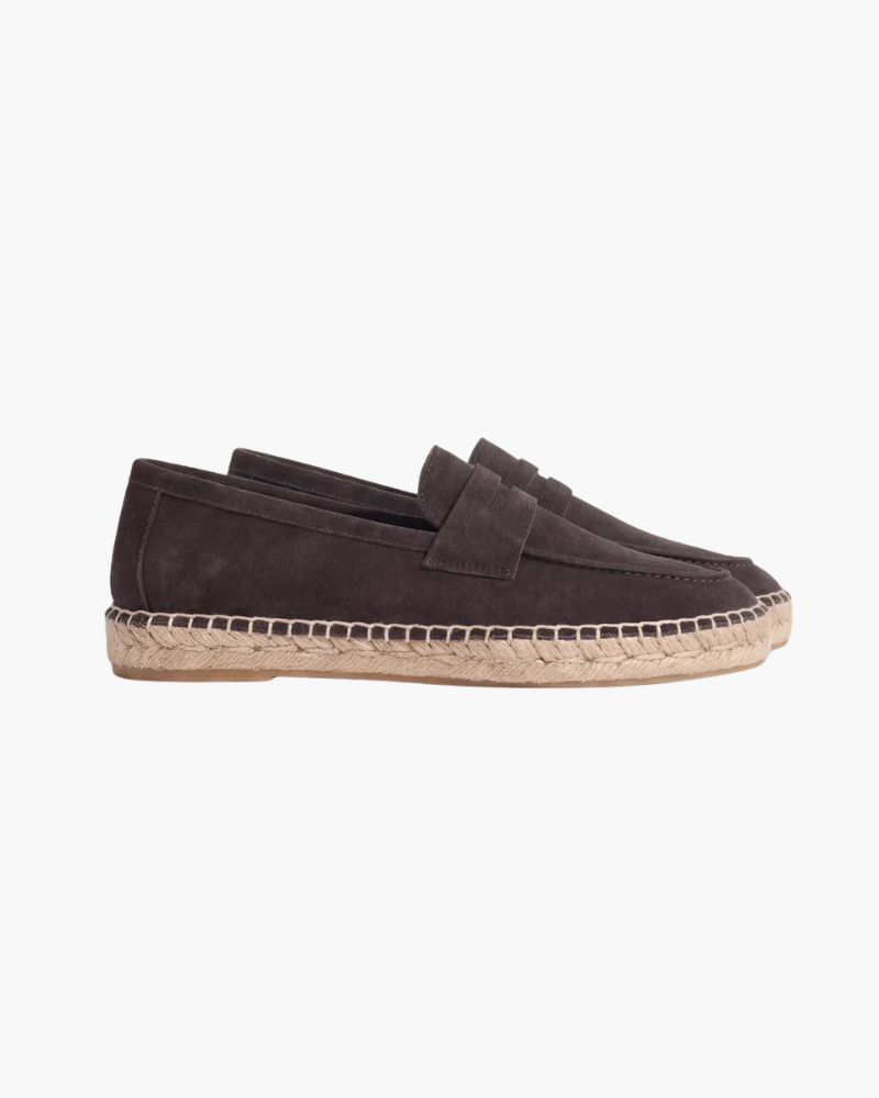 Michael Sydney men's espadrille in coffee brown, front view