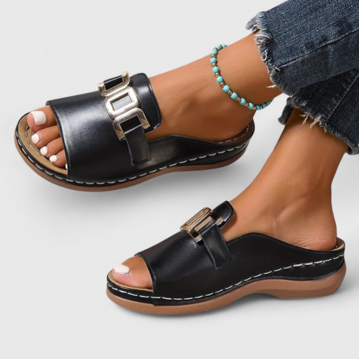 Christine™ | Gold-Trim Comfort Slides