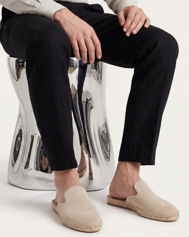 Michael Sydney men's summer mules in sand, front view