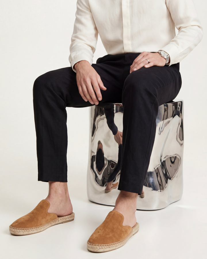 Michael Sydney men's summer mules in camel, front view