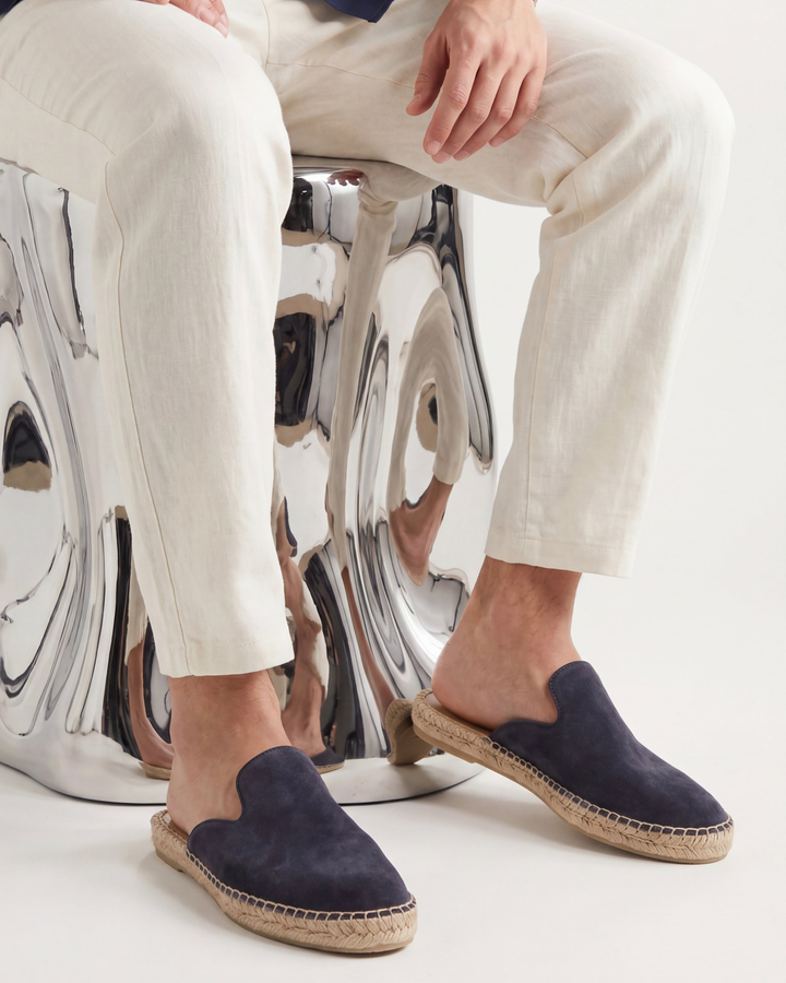 Michael Sydney men's summer mules in navy, front view