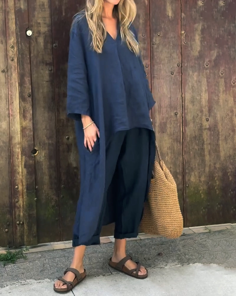 Sara™ | Blue Draped Tunic Set