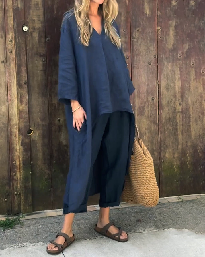 Sara™ | Blue Draped Tunic Set