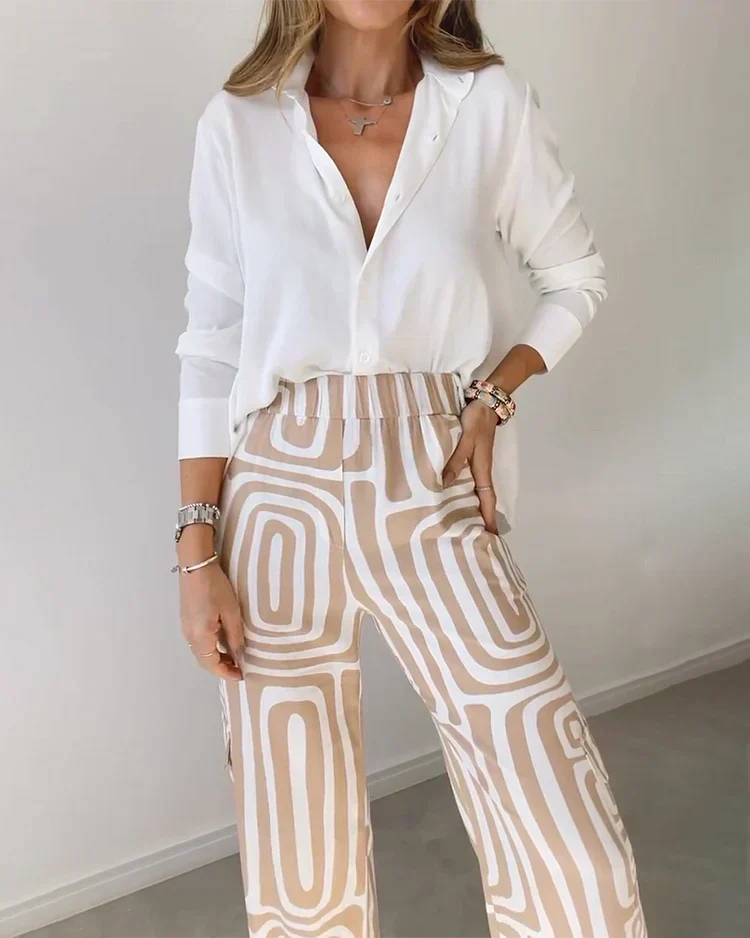 Lilian™ | Geometric Pant Set with Belt