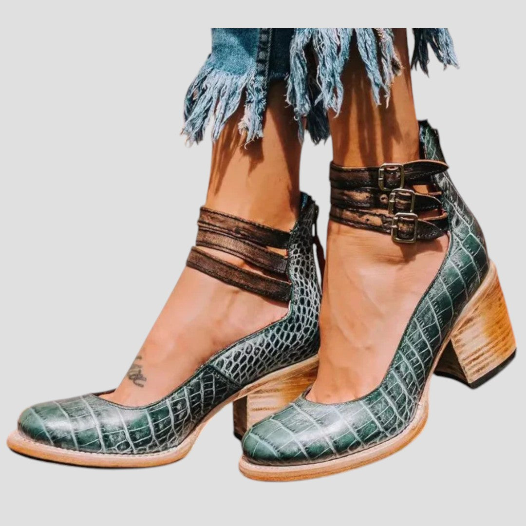Shirley™ | Ankle-Strap Block Heels