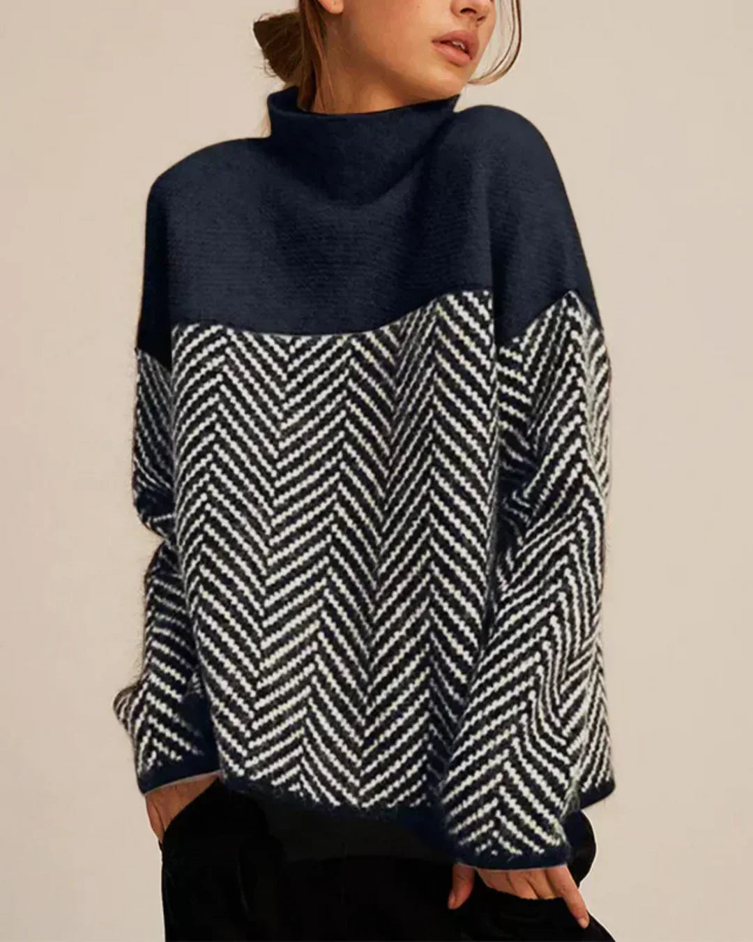 Peggy™ | Zigzag Funnel Neck Jumper