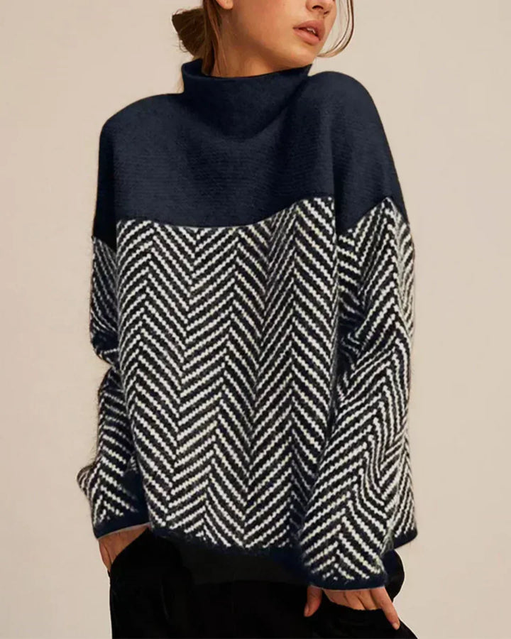 Peggy™ | Zigzag Funnel Neck Jumper