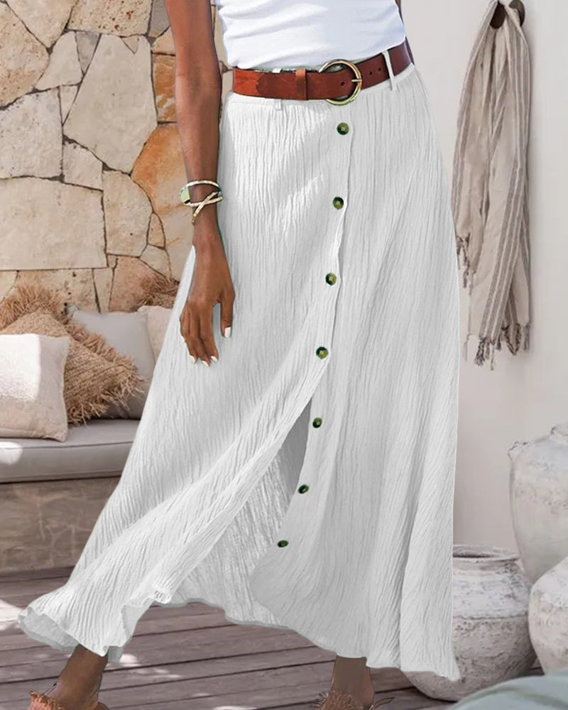 Rosalie™ | Flowing Button Skirt