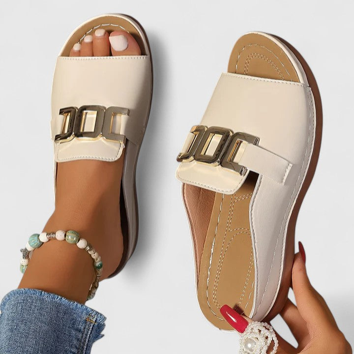 Christine™ | Gold-Trim Comfort Slides