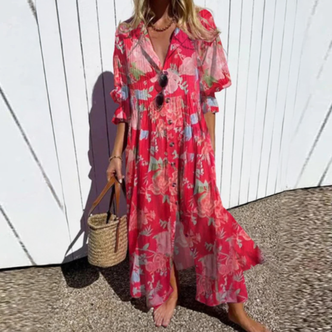 Gail™ | Leaf Print Maxi Dress