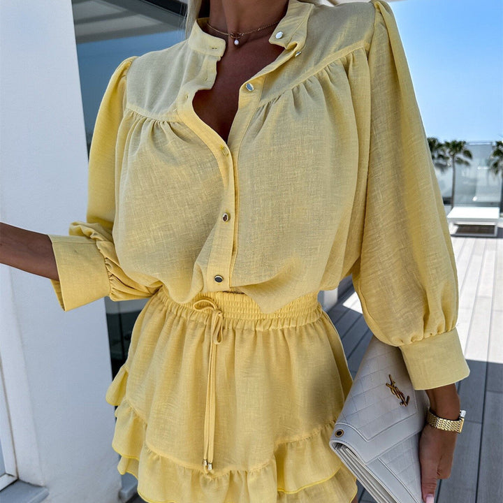 April™ | White Ruffle Shorts Set