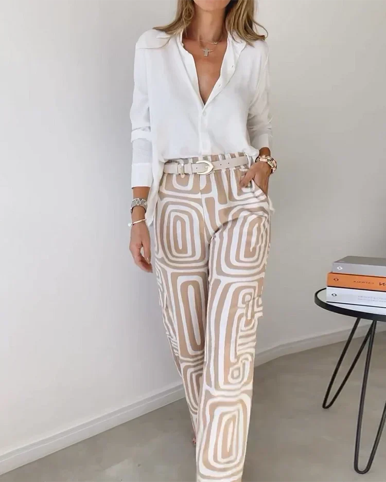 Lilian™ | Geometric Pant Set with Belt