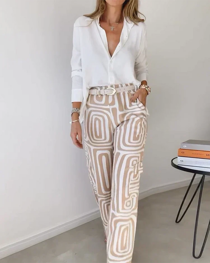Lilian™ | Geometric Pant Set with Belt
