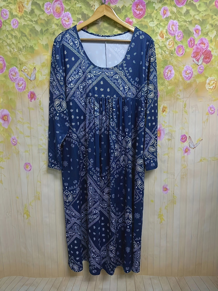 Maria™ | Long Sleeve Paisley Midi Dress