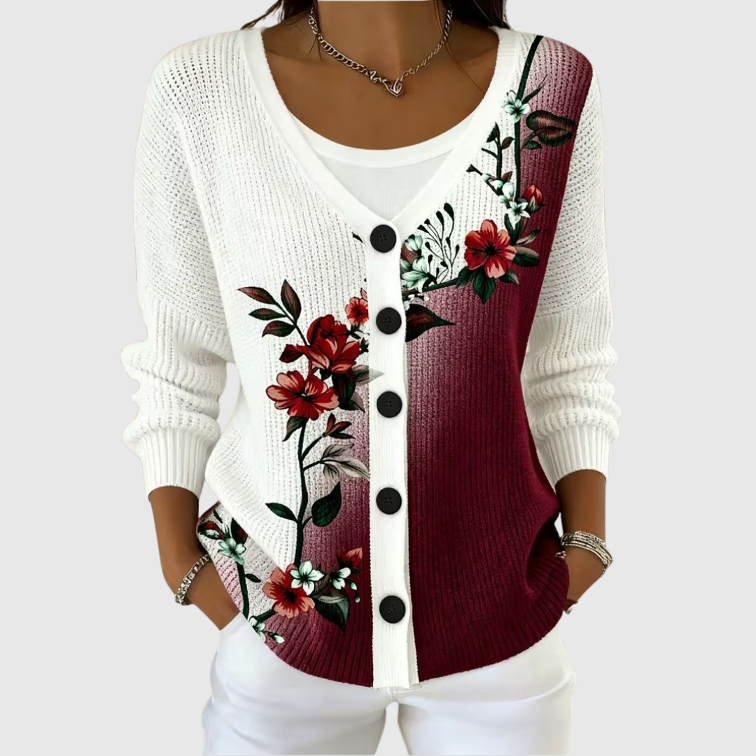 Eileen™ | Floral Colour-Block Cardigan