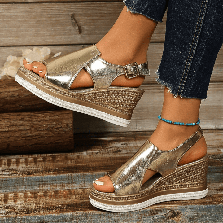 Karen™ | Metallic Comfort Sandals