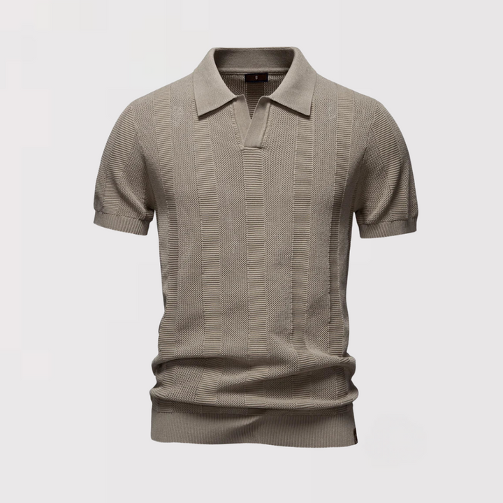 Michael Sydney men's Classic Knit Polo Shirt with Button Placket, front view