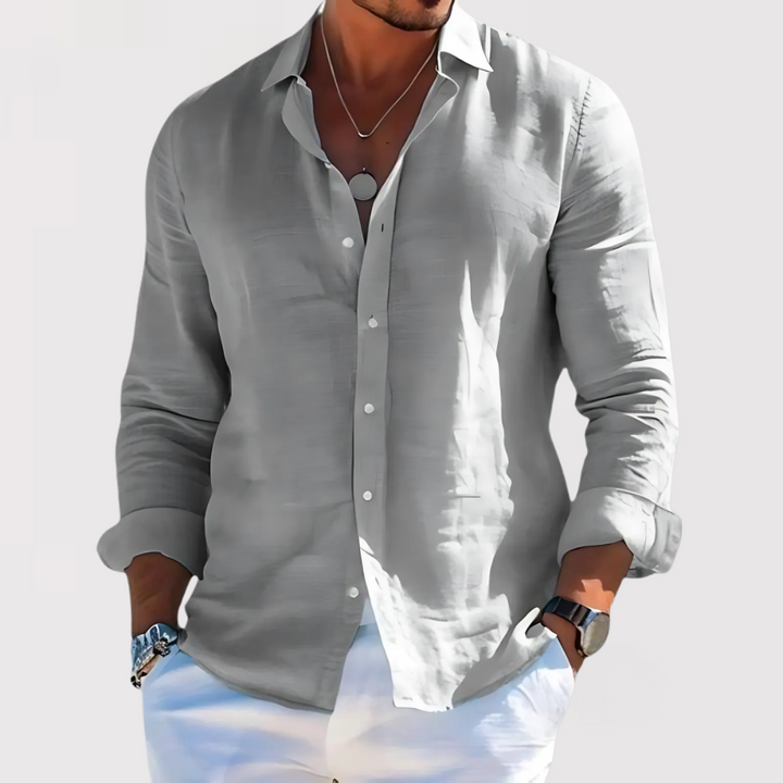 Michael Sydney men's Open collar shirt, front view