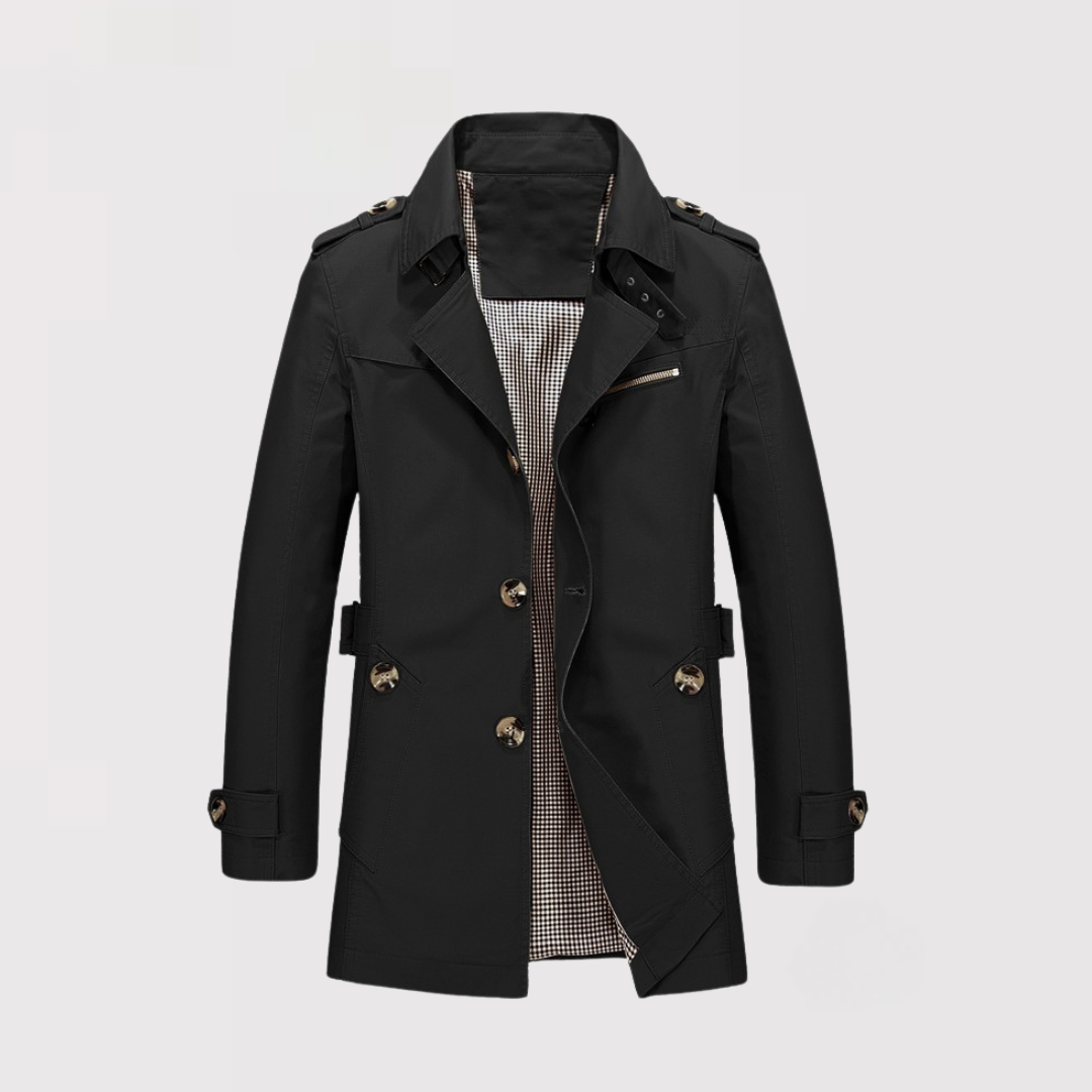 Michael Sydney men's coat with classic collar, front view