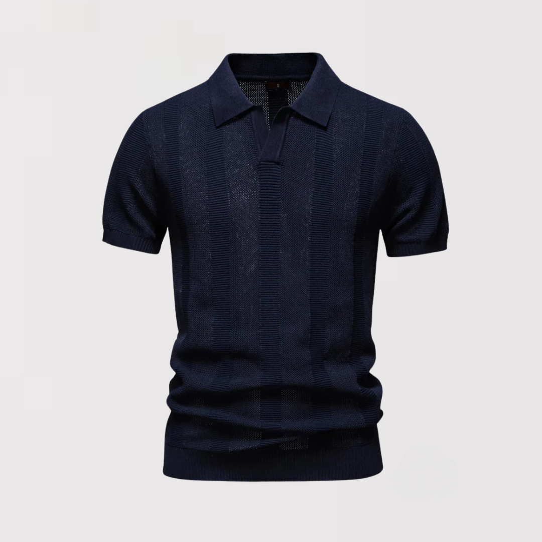 Michael Sydney men's Classic Knit Polo Shirt with Button Placket, front view