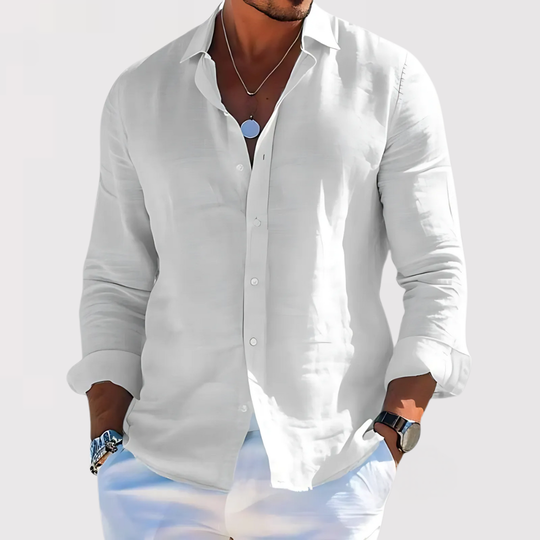 Michael Sydney men's Open collar shirt, front view
