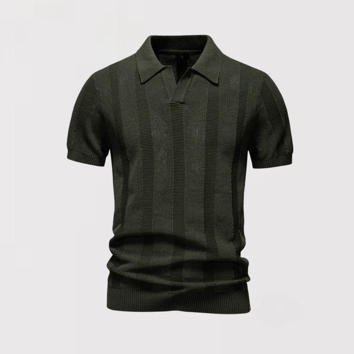Michael Sydney men's Classic Knit Polo Shirt with Button Placket, front view