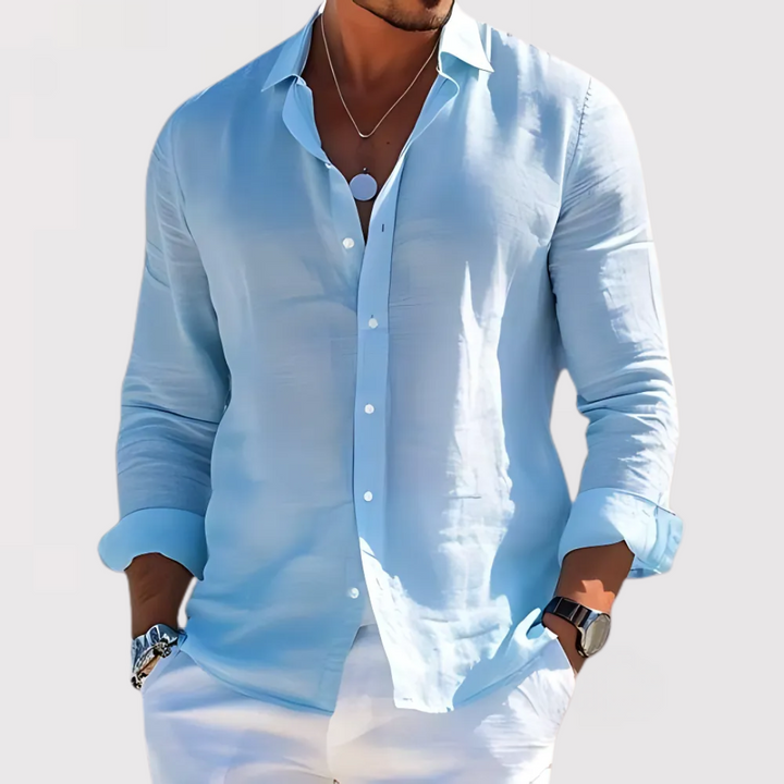Michael Sydney men's Open collar shirt, front view