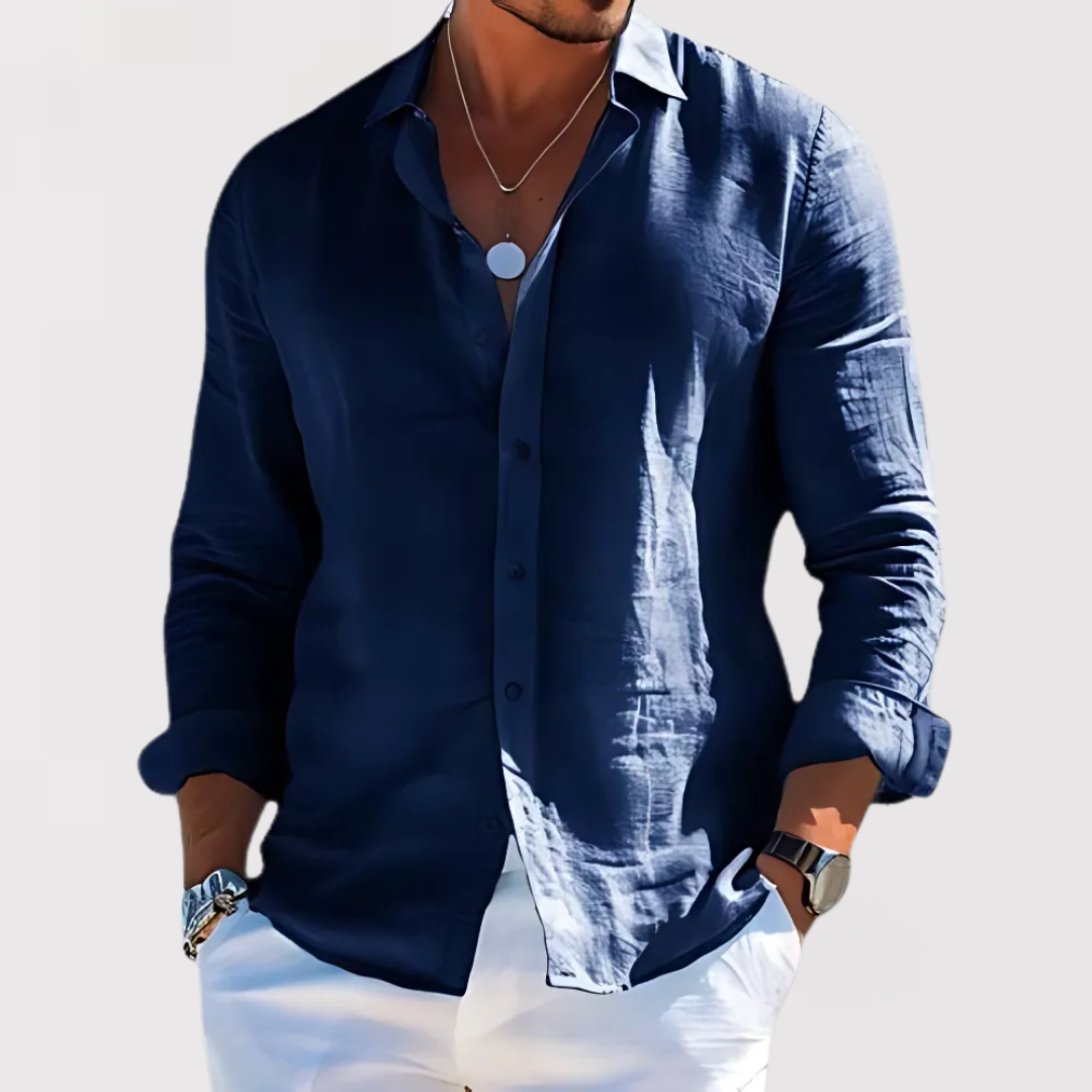 Michael Sydney men's Open collar shirt, front view