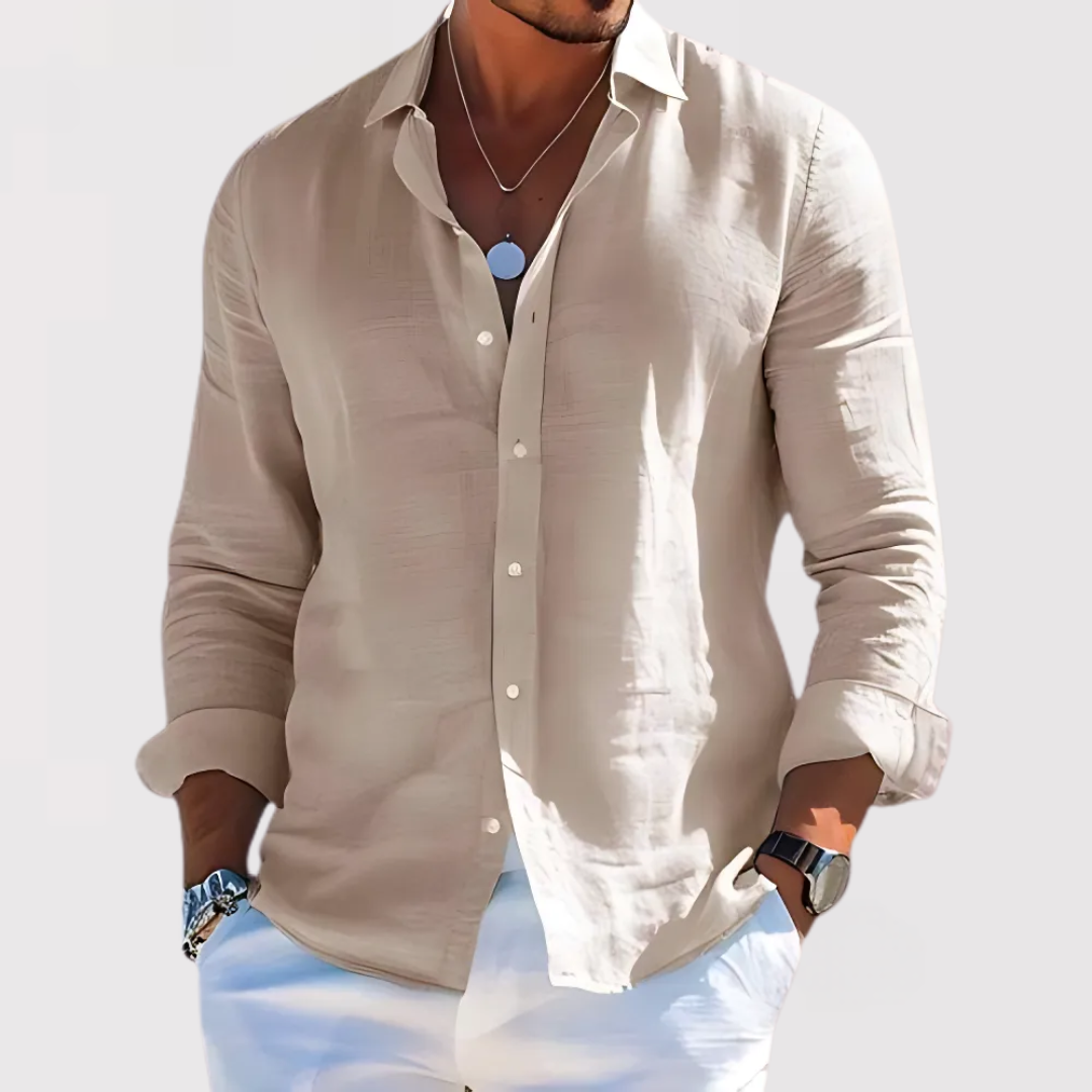 Michael Sydney men's Open collar shirt, front view