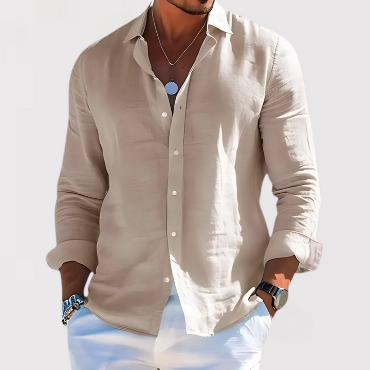 Michael Sydney men's Open collar shirt, front view