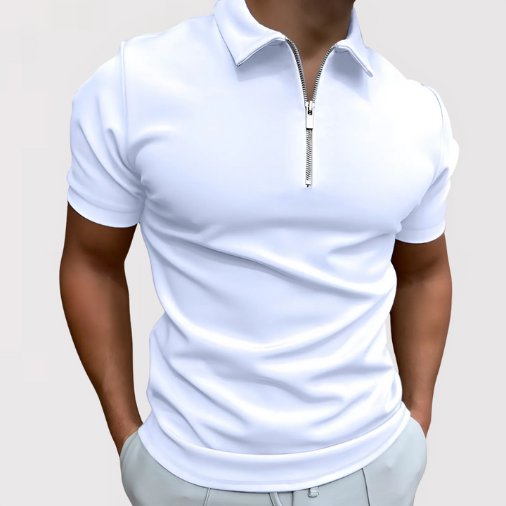 Michael Sydney men's modern short sleeve polo shirt, front view