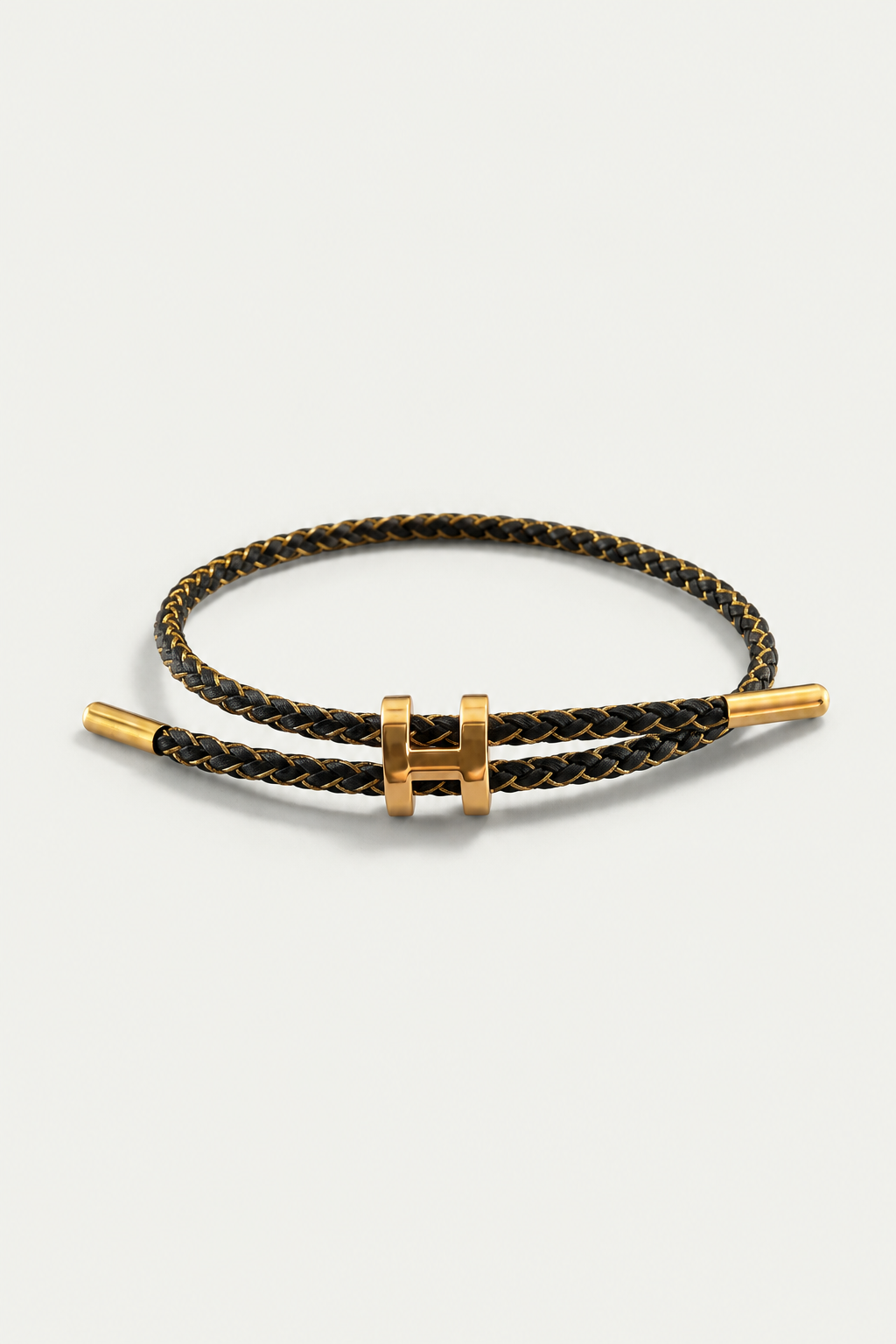 Michael Sydney men's Braided Bracelet Gold/Black, front view