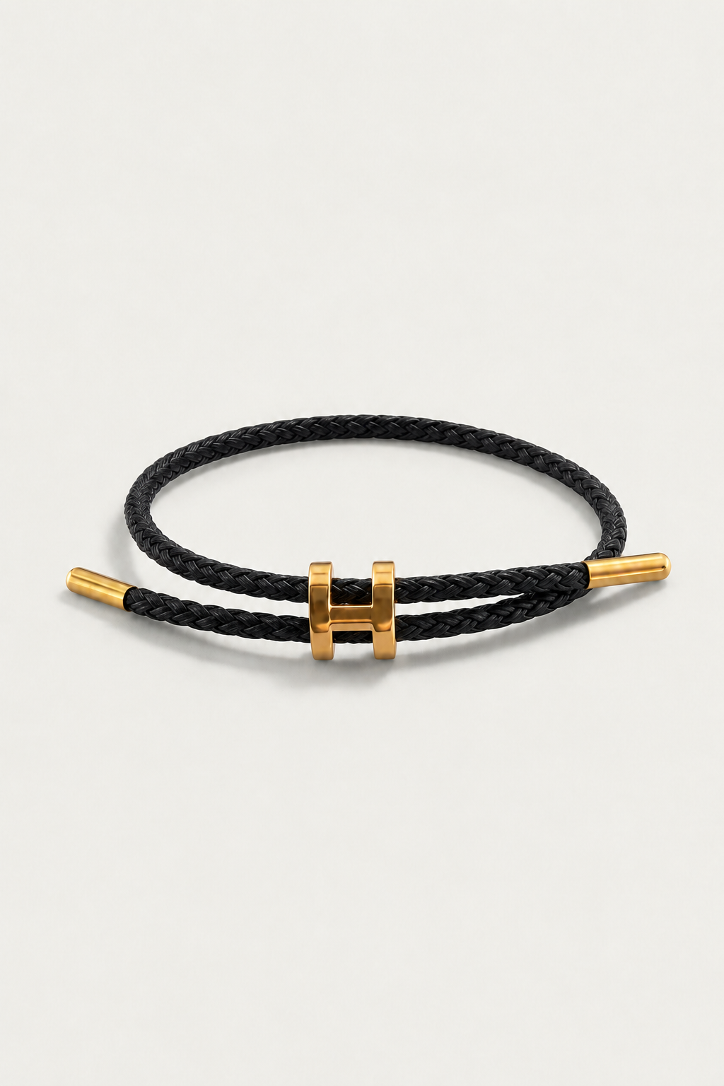 Michael Sydney men's Braided Bracelet Black/Gold, front view