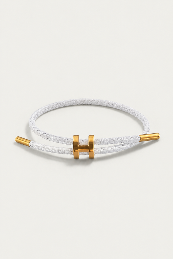 Michael Sydney men's Braided Bracelet White/Gold, front view