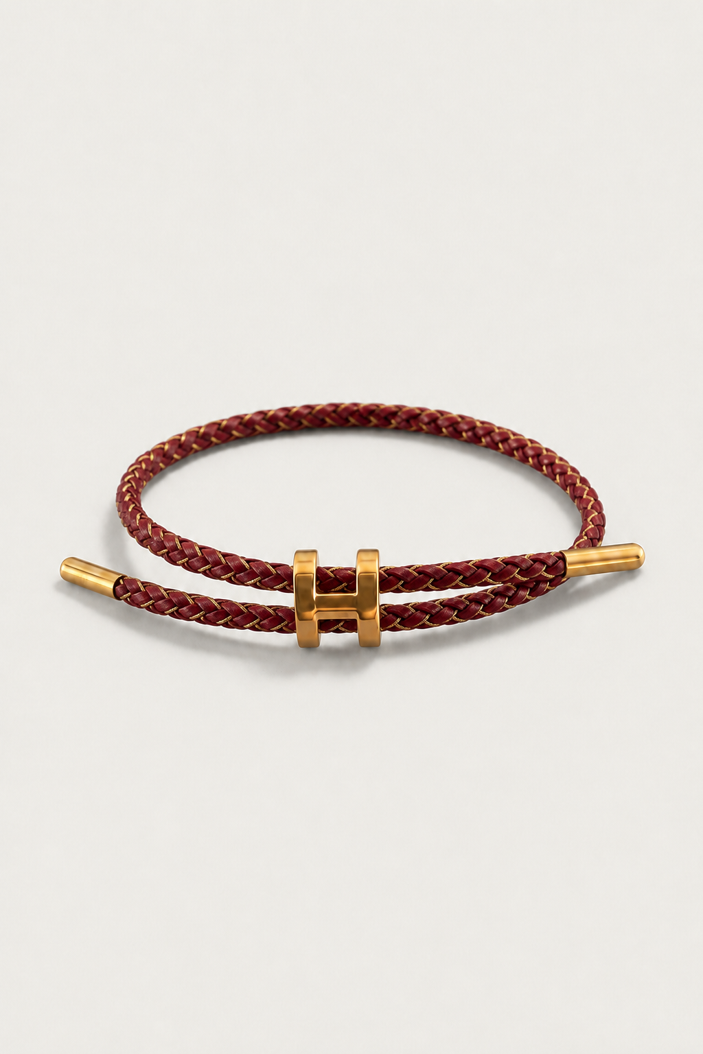 Michael Sydney men's Braided Bracelet Burgundy/Gold, front view