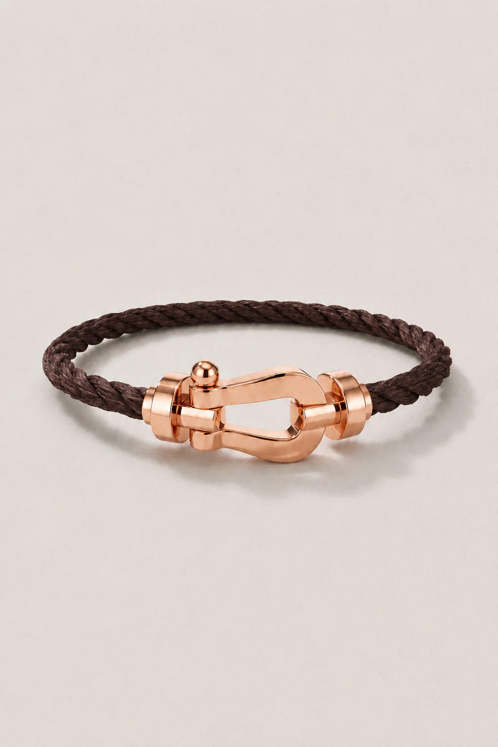 Michael Sydney men's Sailing Rope Bracelet Dark Brown/Rose Gold, front view