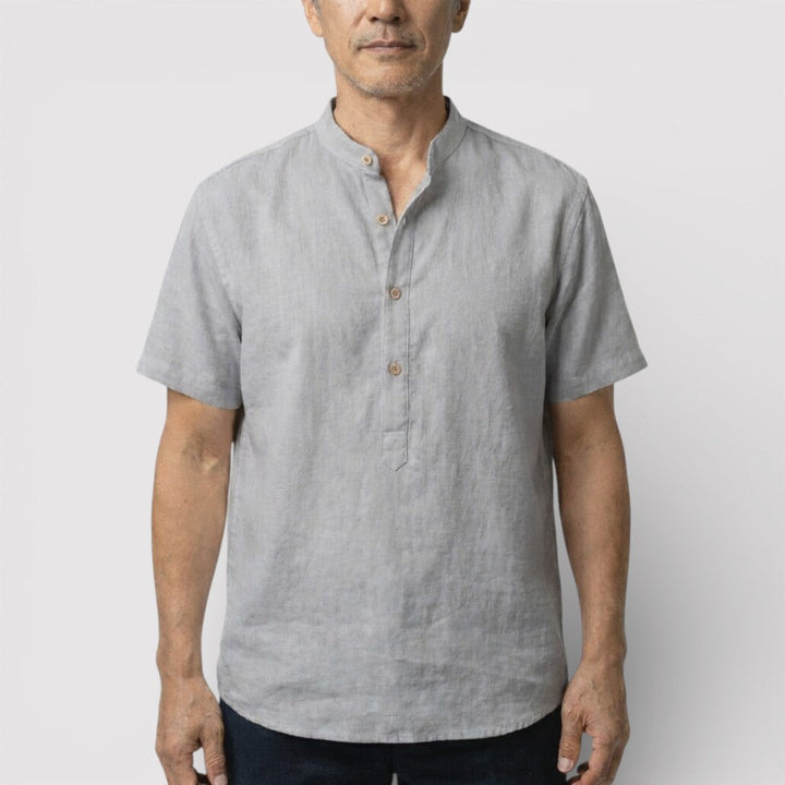 Michael Sydney men's short-sleeve shirt with mandarin collar, front view