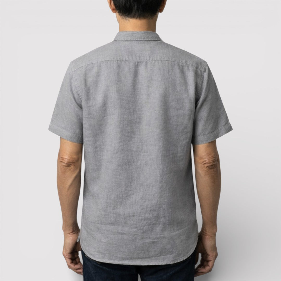 Michael Sydney men's short-sleeve shirt with mandarin collar, front view