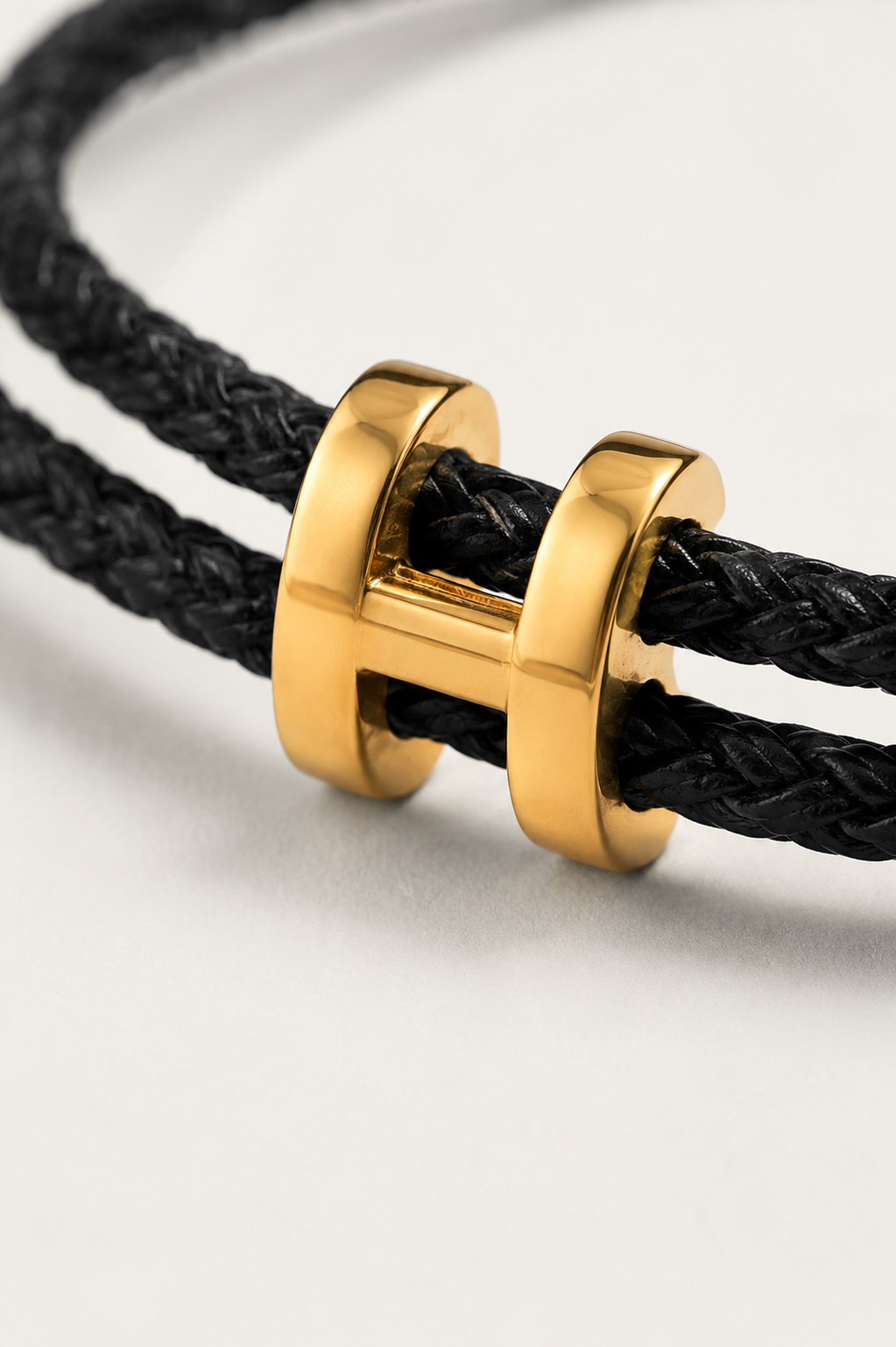 Michael Sydney men's Braided Bracelet Black/Gold, front view
