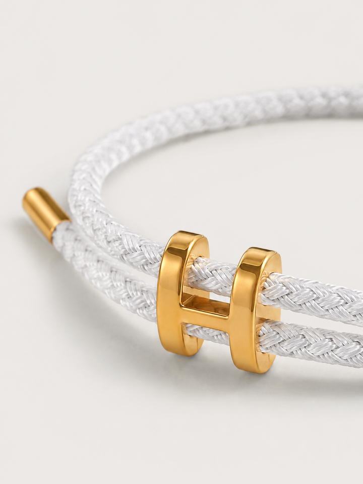 Michael Sydney men's Braided Bracelet White/Gold, front view