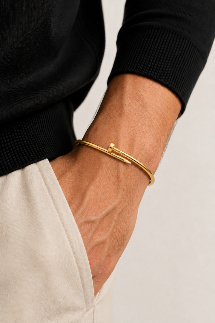 Michael Sydney men's Gold Slim Bracelet, front view