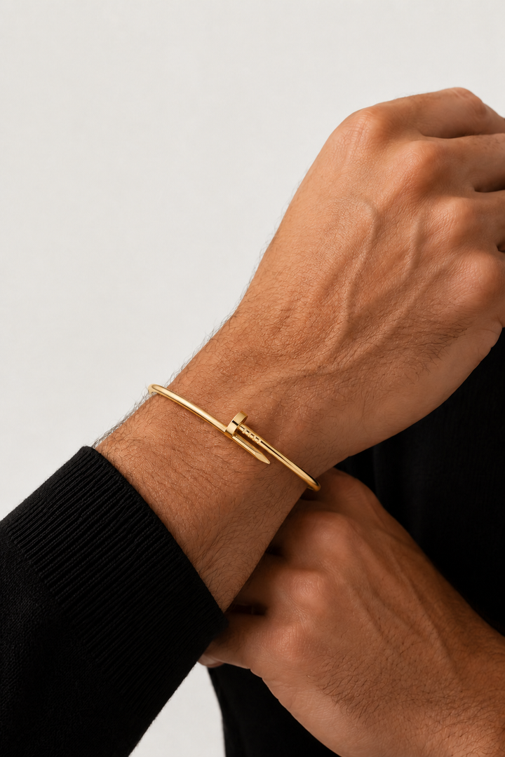 Michael Sydney men's Gold Slim Bracelet, front view