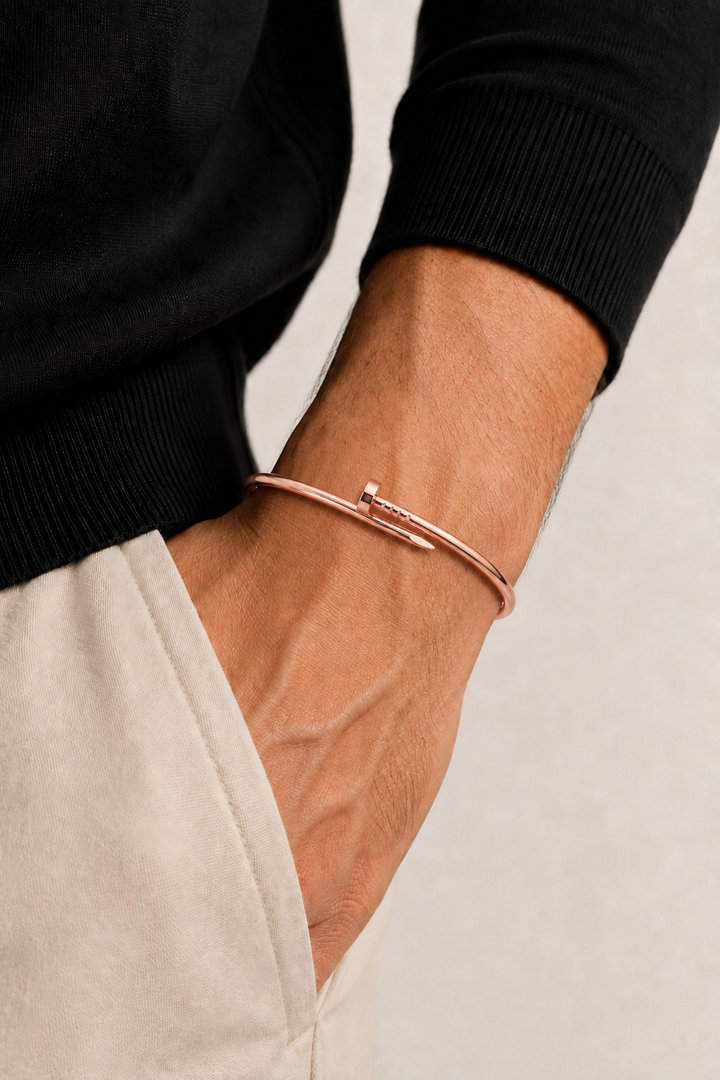 Michael Sydney men's Rose Gold Slim Bracelet, front view