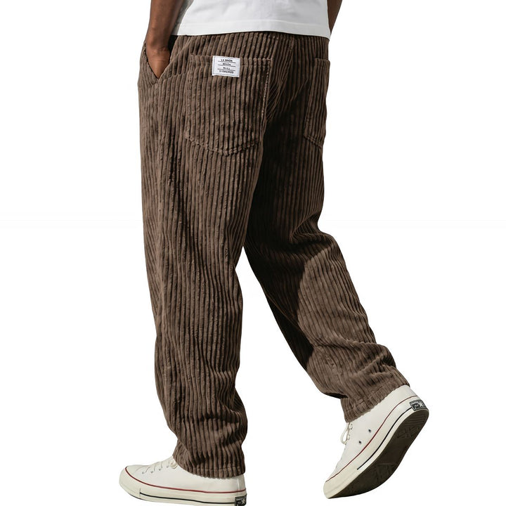 Michael Sydney men's ribbed elastic-waist pants in brown
