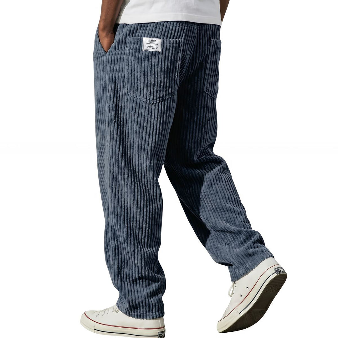 Michael Sydney men's ribbed elastic-waist pants in navy
