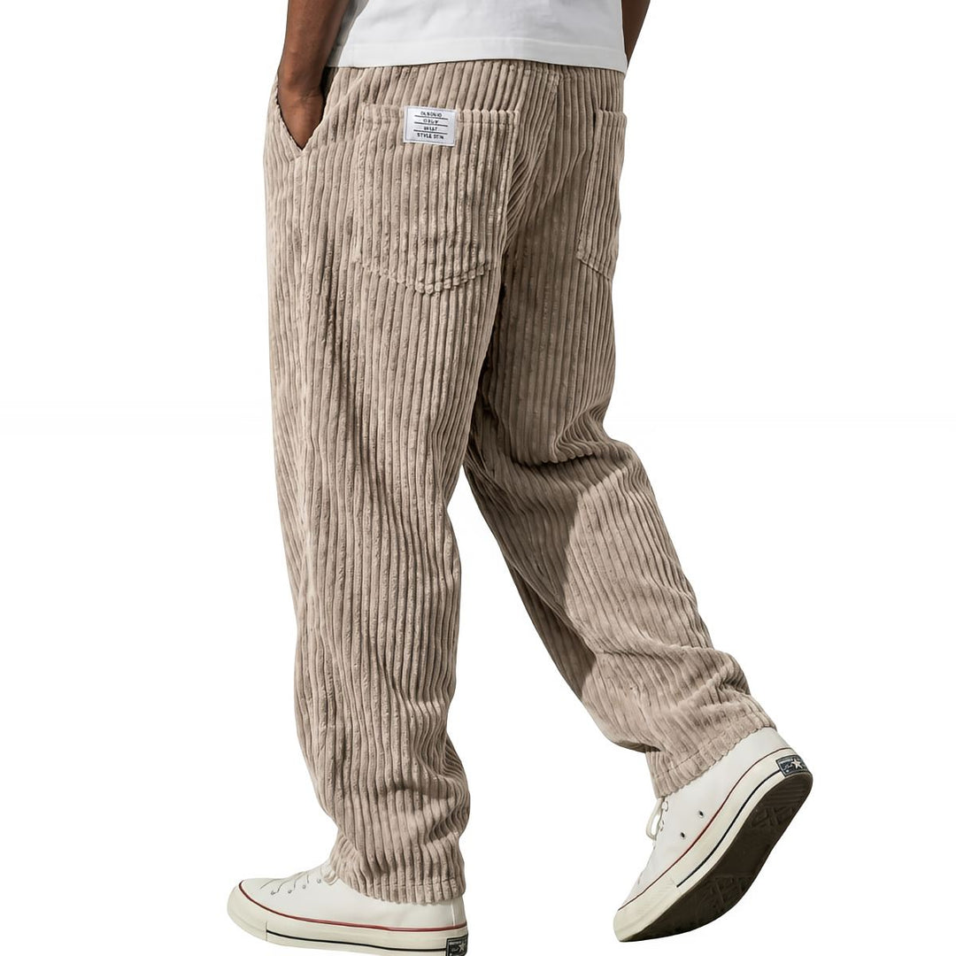 Michael Sydney men's ribbed elastic-waist pants in khaki