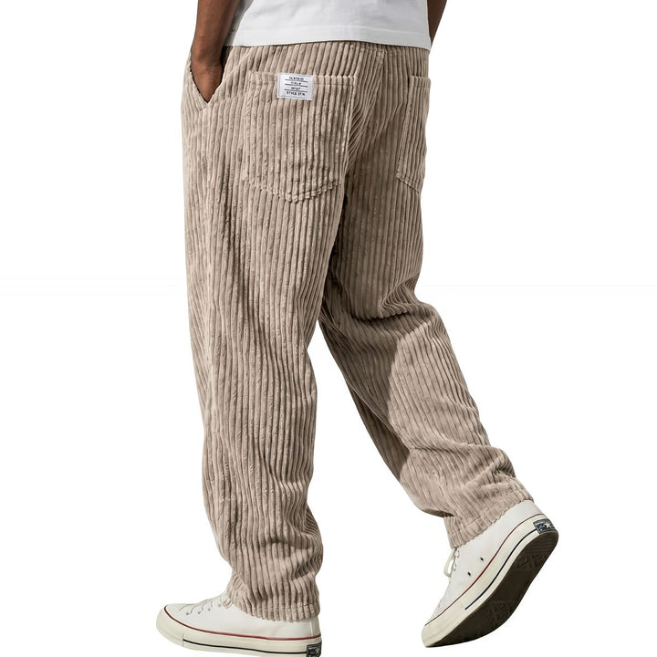 Michael Sydney men's ribbed elastic-waist pants in khaki