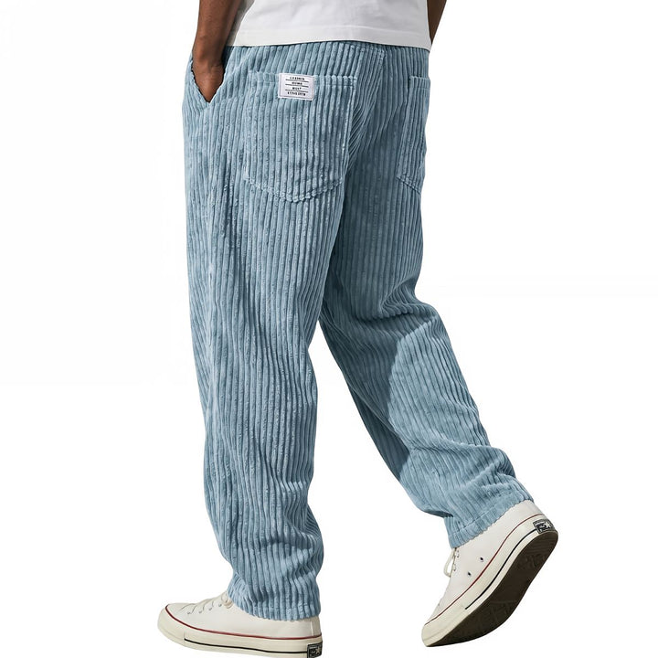 Michael Sydney men's ribbed elastic-waist pants in light blue