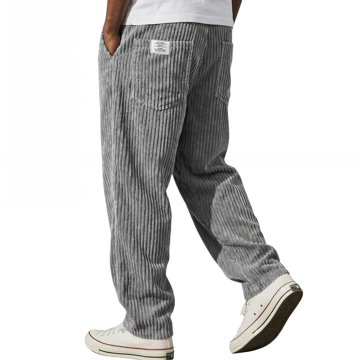 Michael Sydney men's ribbed elastic-waist pants in grey