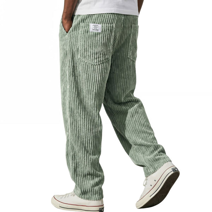 Michael Sydney men's ribbed elastic-waist pants in light green